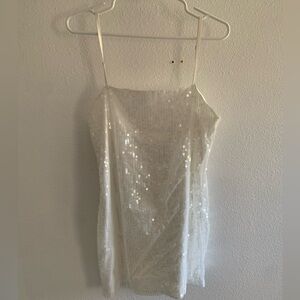 12th Tribe white sequin mini dress